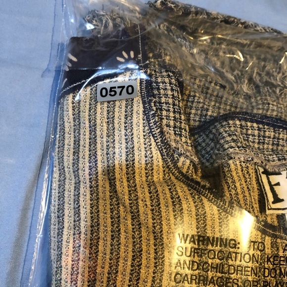 Vintage blue fish style cropped fringed long sleeve shirt handmade in Bali koi - Picture 3 of 9